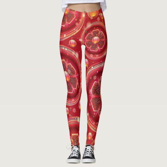 hermosas flores rojas y leggings de perles (Anverso)