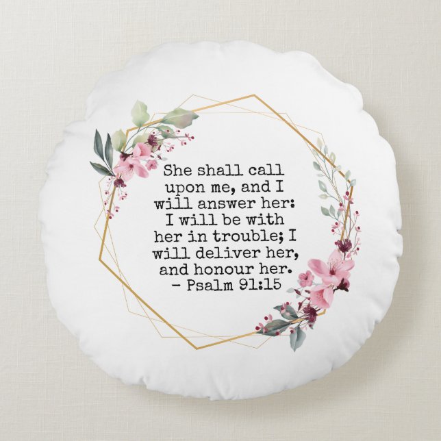 Hermosas Flores Salmo 91 Almohada redonda (Anverso)