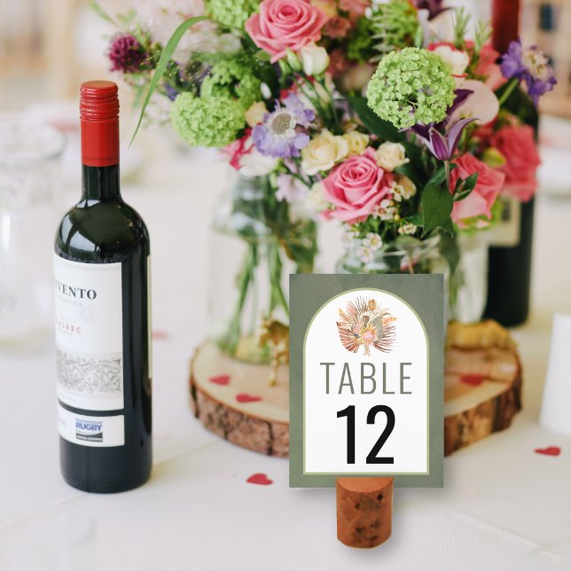 Hermosas flores secas boda tarjeta número de mesa (Subido por el creador)