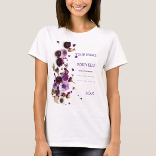 Hermosas flores silvestres con camiseta bordada, v