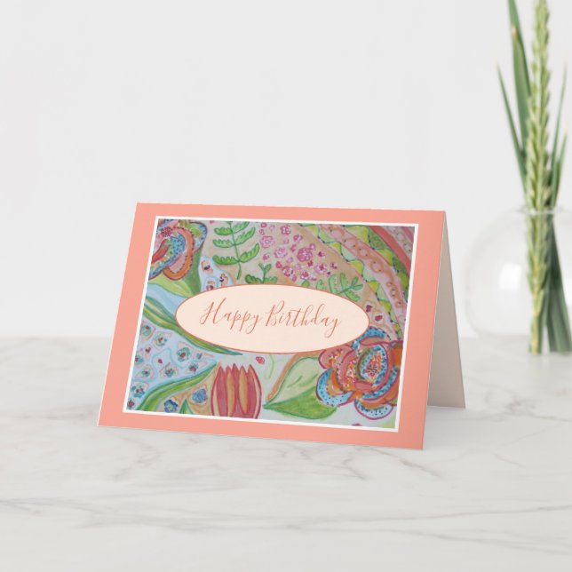 Hermosas Flores Vibrante Tarjeta de Saludo de Cump (Anverso)