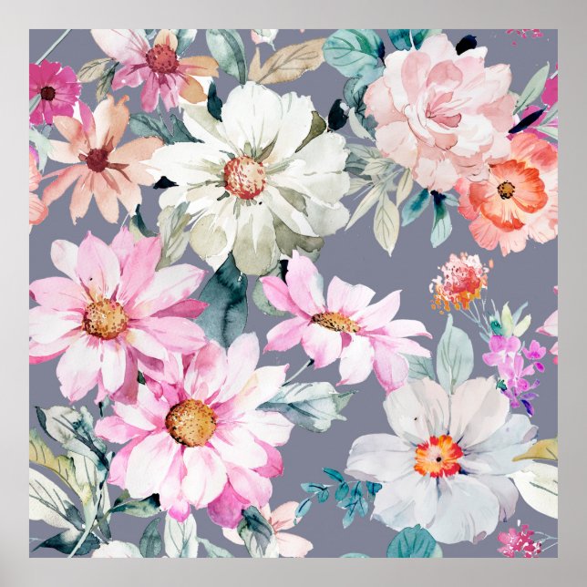 Hermosas flores y hojas arte pintado, flor, abdomi (Frente)