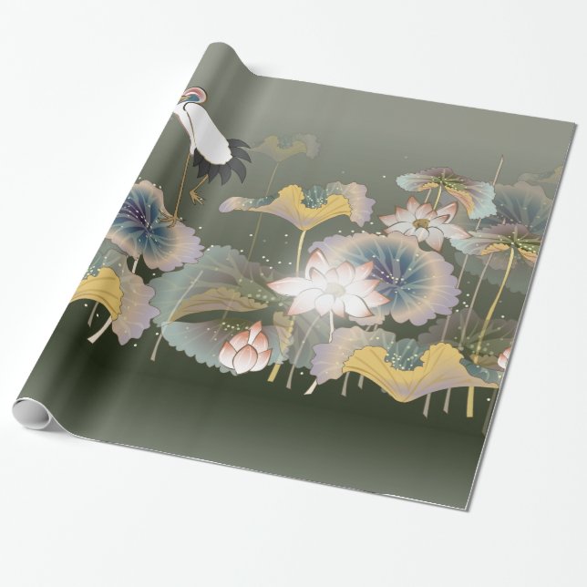 Hermosas grullas Lily Pads Papel de envolvimiento (Desenrollado)