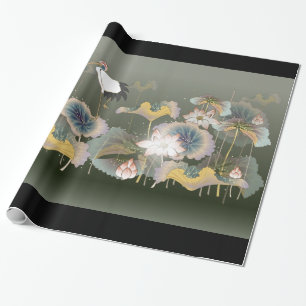 Hermosas grullas Lily Pads Papel de envolvimiento