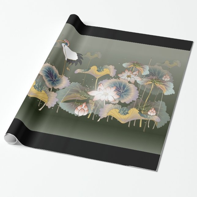 Hermosas grullas Lily Pads Papel de envolvimiento (Desenrollado)