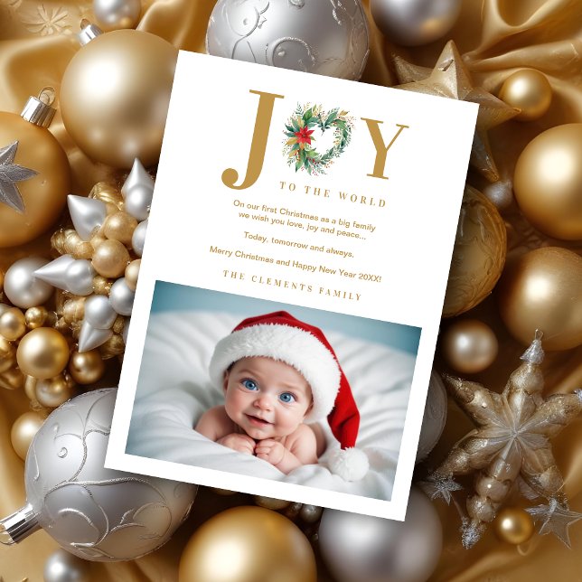 Hermosas guirnaldas en forma de corazón de poinset (Lovely Poinsettias Christmas Heart-Shape Garland Photo and Joy to the World Quote Holidays Cards.)