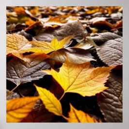 Hermosas hojas de otoño en el suelo 4 posters