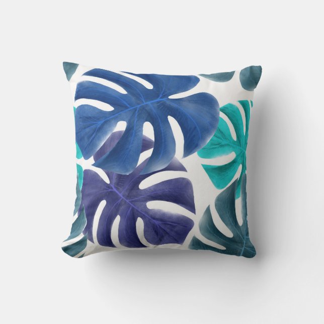 Hermosas hojas tropicales - Cojín decorativo (Anverso)
