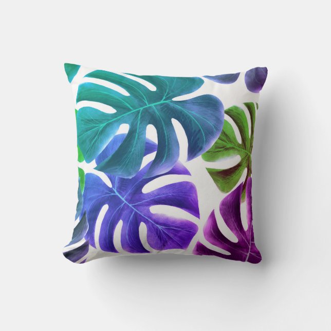Hermosas hojas tropicales - Cojín decorativo (Anverso)