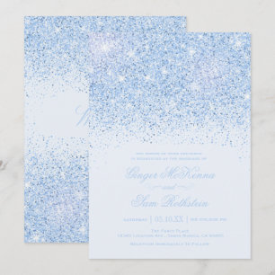 Hermosas invitaciones a la boda de Purpurinas azul