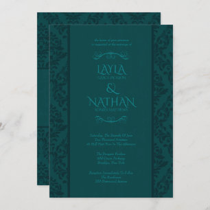 Hermosas invitaciones a la boda Verde azulada de D