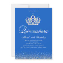 Hermosas invitaciones a la quinceañera azul y plat