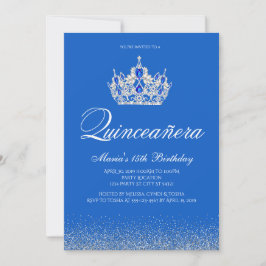 Hermosas invitaciones a la quinceañera azul y plat