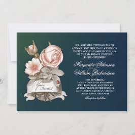 hermosas invitaciones de bodas azules vintage