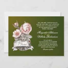 hermosas invitaciones de bodas verdes vintage