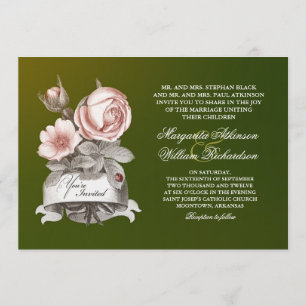 hermosas invitaciones de bodas verdes vintage