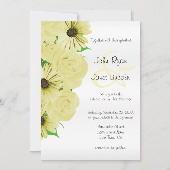 Hermosas invitaciones de casamiento con rosas y ma (Anverso)