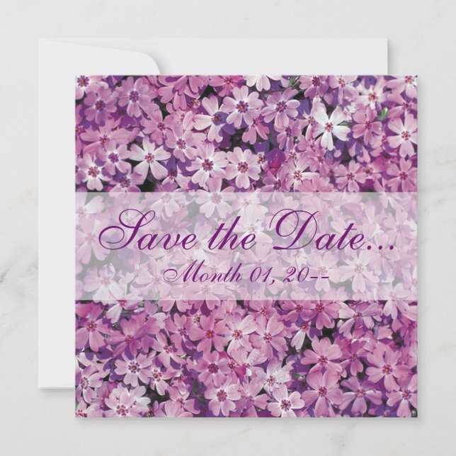 Hermosas Invitaciones de flores púrpuras (Anverso)