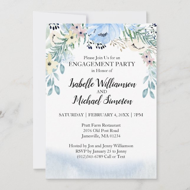Hermosas invitaciones de la fiesta de compromiso f (Anverso)