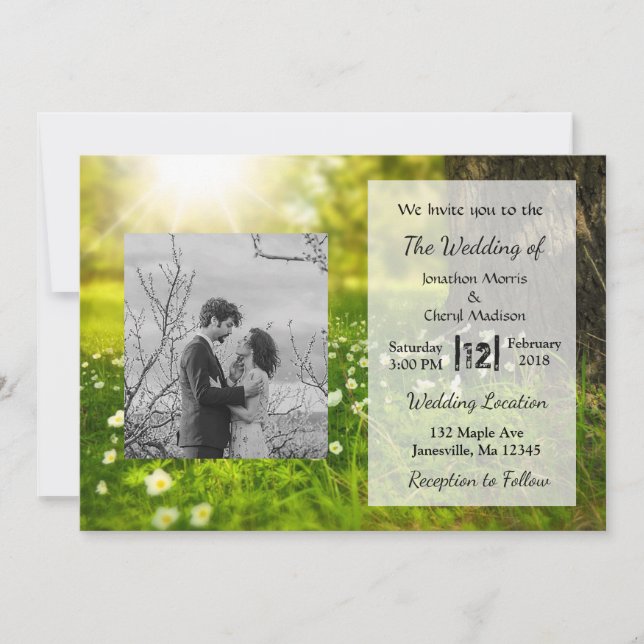 Hermosas invitaciones de matrimonio fotográfico de (Anverso)