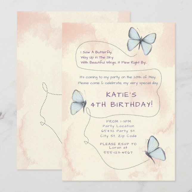 Hermosas invitaciones para la fiesta de cumpleaños (Anverso / Reverso)