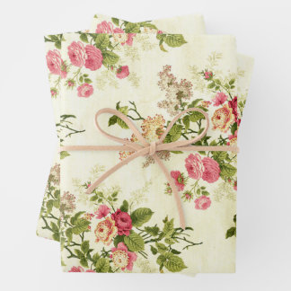 Hermosas láminas de papel de regalo florales antig