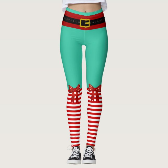Hermosas leggings de ayudantes de Santa, Elf Navid (Anverso)