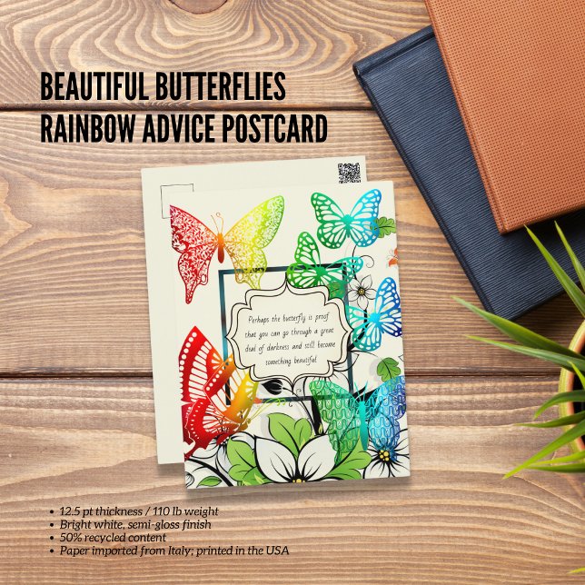 Hermosas mariposas: postal de consejos arcoiris (Beautiful Butterflies Rainbow Advice Postcard)