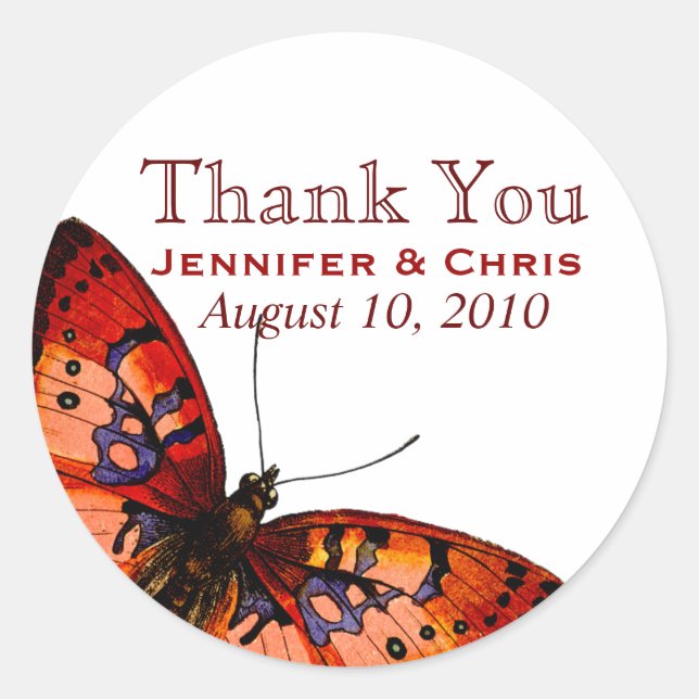 Hermosas pegatinas de casamiento con mariposas (Anverso)