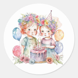 Hermosas pegatinas de cumpleaños con acuarela