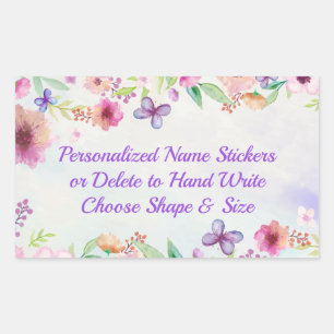 Hermosas pegatinas florales y de nombres personali