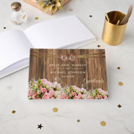 Hermosas rosas y blancas en la madera - Libro de v