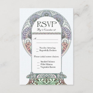 Hermosas tarjetas de matrimonio RSVP de Art Nouvea