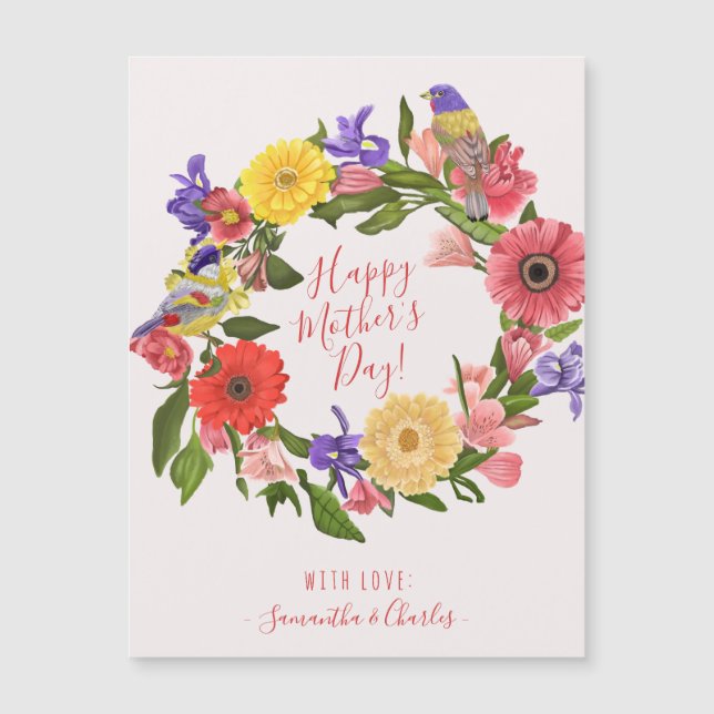 Hermosas tarjetas florales alegres del día de la m (Anverso)