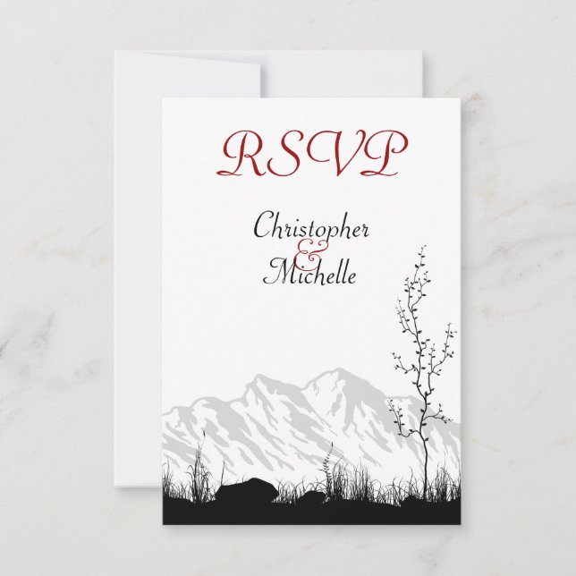 Hermosas tarjetas RSVP de la Montaña Silhouette (Anverso)