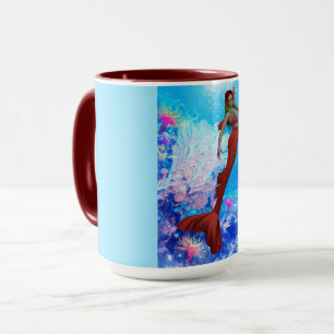 Hermosas tazas y tazas de sirena roja
