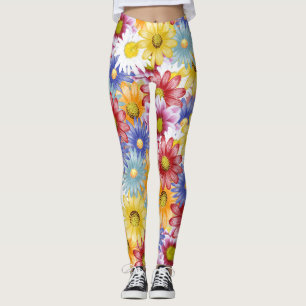 hermosas y coloridas leggings de margaritas