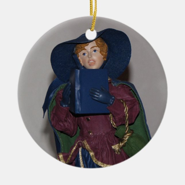 Hermoso adorno de feriado de Caroler de vacaciones (Frente)