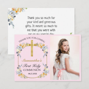 Hermoso Agradecimiento de Primera Comunión Floral 