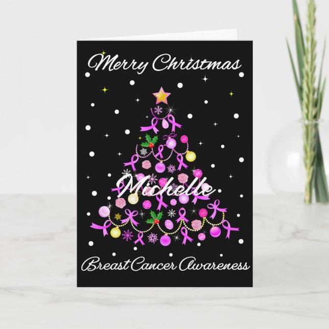 Hermoso árbol de Navidad de cinta rosa (Anverso)