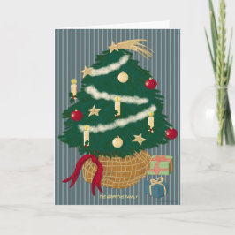 Hermoso árbol de Navidad en un fondo a rayas. Pers