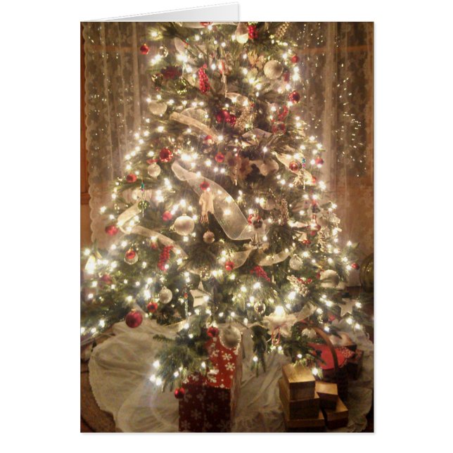 Hermoso árbol de Navidad Saludo tradicional (Frente)