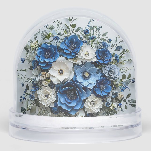 Hermoso arreglo floral azul y blanco (Anverso)