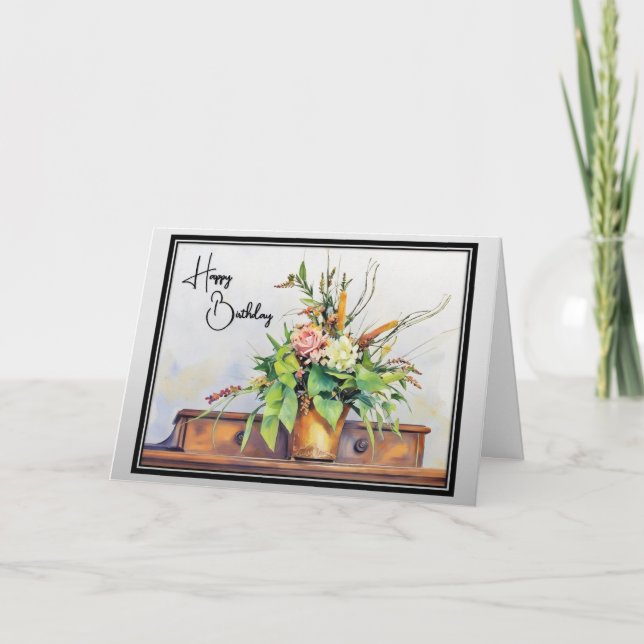Hermoso arreglo floral - Tarjeta de cumpleaños (Anverso)