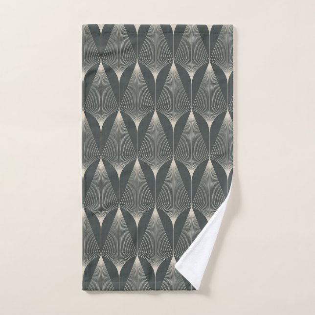 Hermoso, art deco,patrón,gris,beige,1920,retro,c (Toalla de mano)