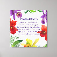 Hermoso arte de pared floral arcoiris :Salmo 46:4-