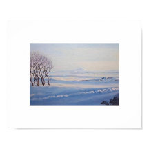 Hermoso arte de pintura de paisaje invernal island