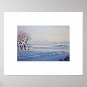 Hermoso arte de pintura de paisaje invernal island