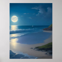 Hermoso arte oceánico de luna llena