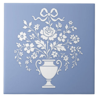 Hermoso azulejo cerámico floral estilo Wedgewood b